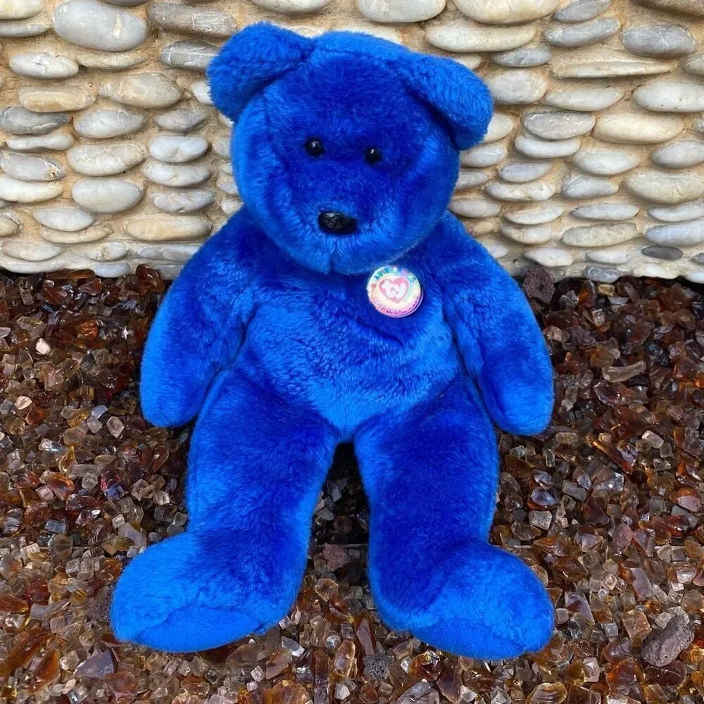TY Kids' Beanie Buddies Blue Clubby Teddy Bear Stuffed Toy 100% Tylon